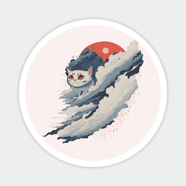 The white cat on top of the clouds Magnet by digital creator bbw